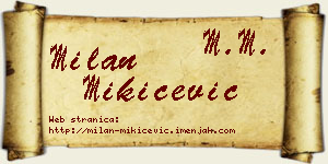 Milan Mikićević vizit kartica